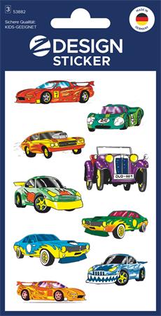 Matrica, papír, 3 ív, 76x120 mm, AVERY ZWECKFORM, "Z-Design No.53882", színes autók